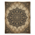 Ornate Gold Floral Medallion Scroll Rug