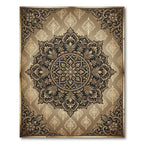 Ornate Gold Floral Medallion Scroll Rug