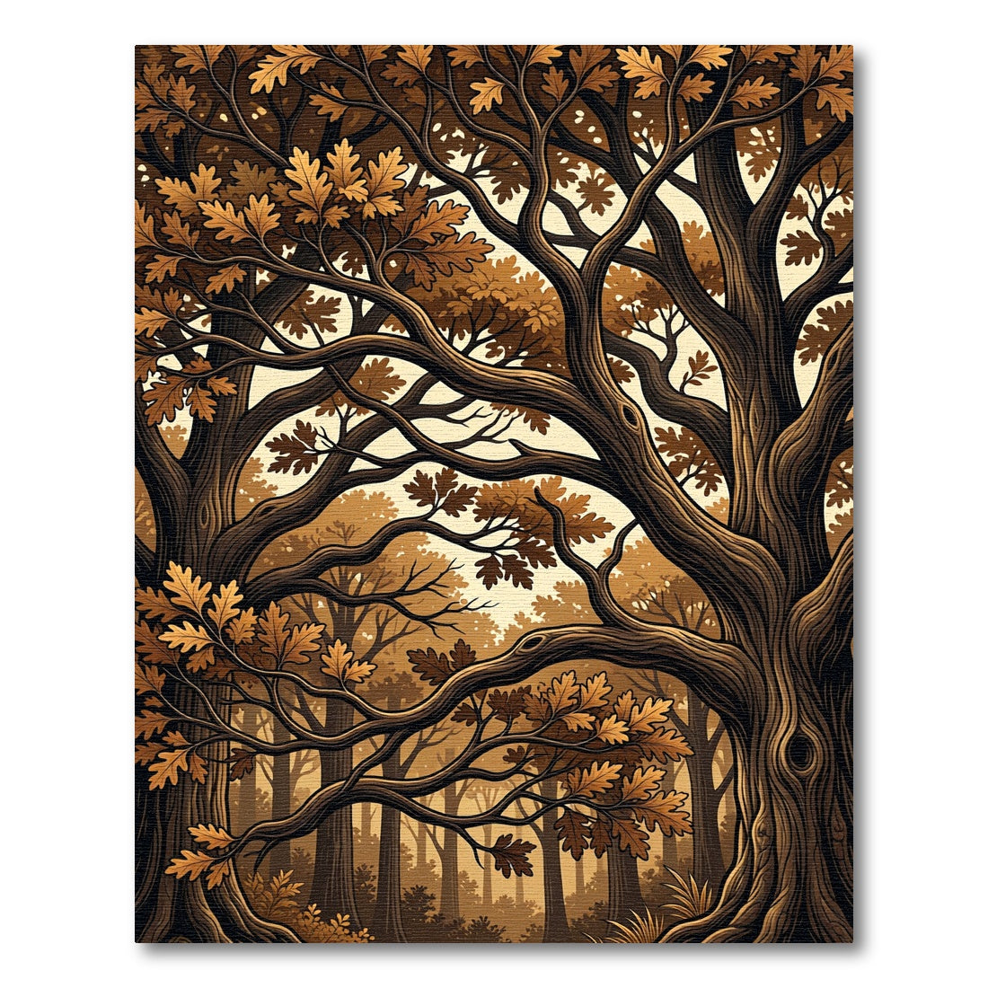 Autumnal Oak Forest Canopy Rug