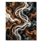 Earthy White Smoke Swirl Abstract Rug