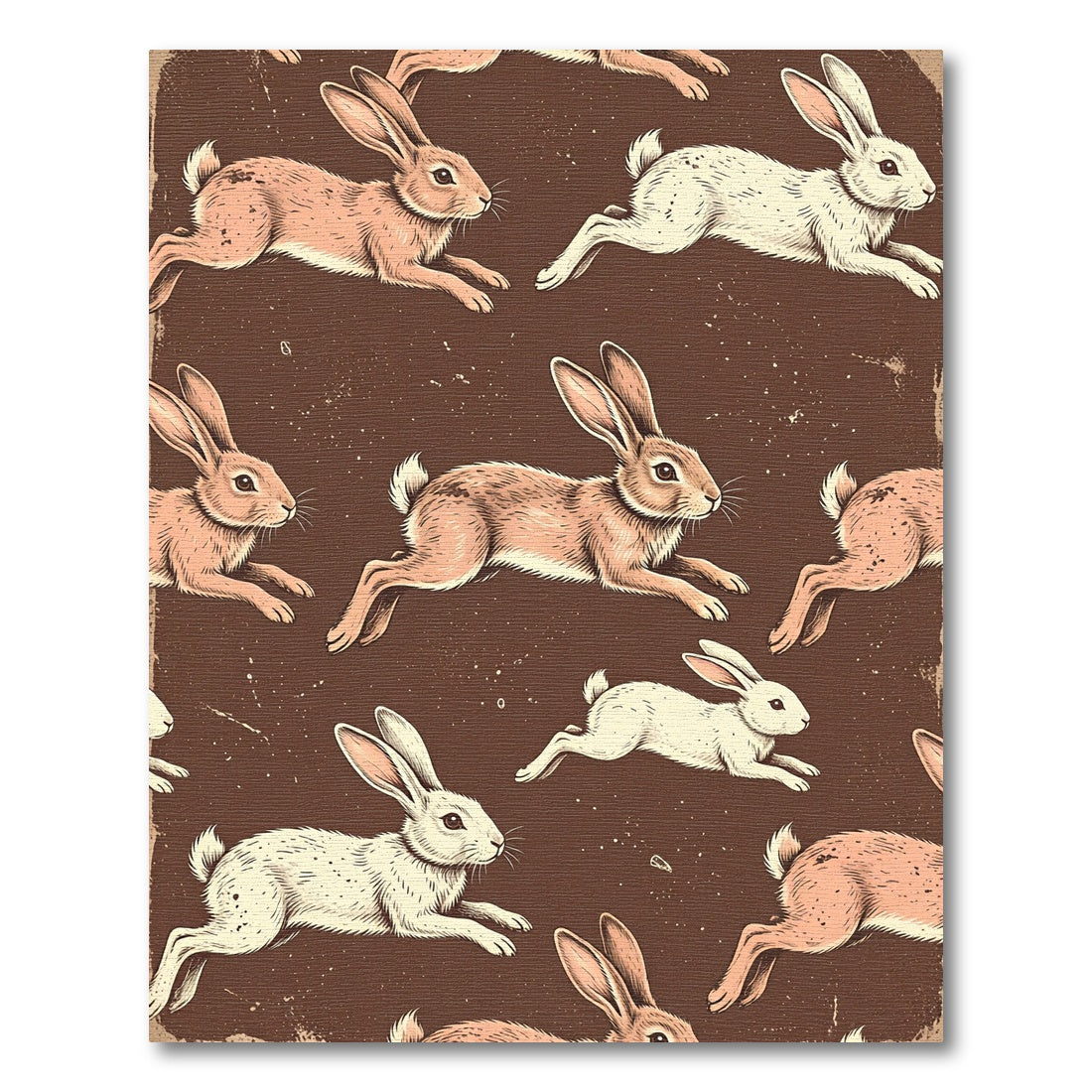 Rustic Chocolate Running Rabbit Meadow Rug