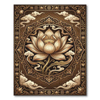 Golden Lotus Medallion with Ornate Clouds Rug