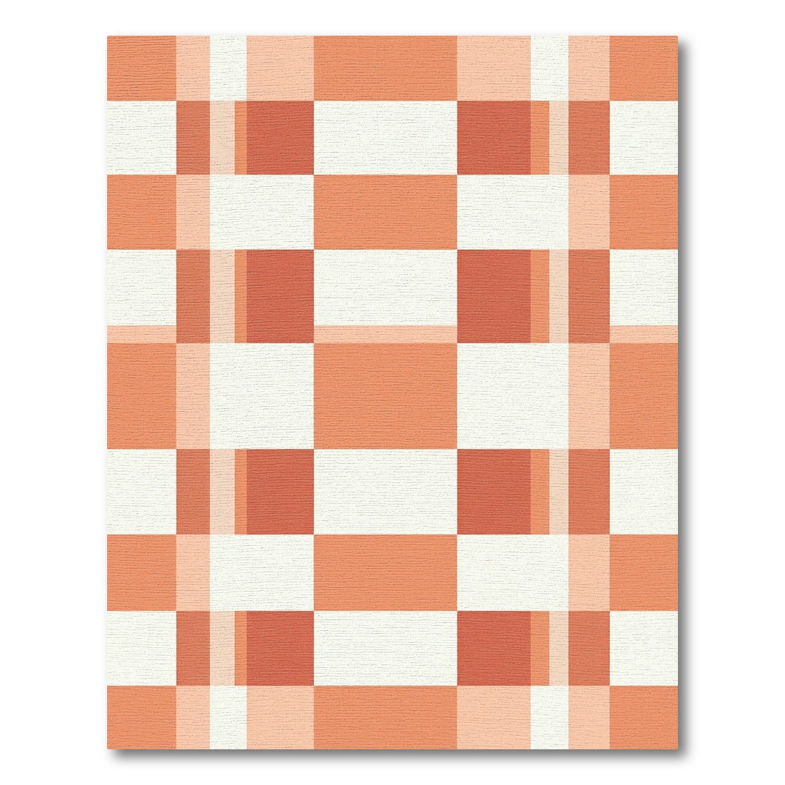 Modern Burnt Orange Grid Checkered Rug