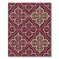 Ornate Crimson and Ivory Damask Medallion Rug
