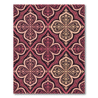 Ornate Crimson and Ivory Damask Medallion Rug