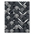 Elegant Metallic Silver Shell Chevron Rug