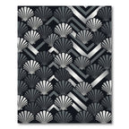Elegant Metallic Silver Shell Chevron Rug