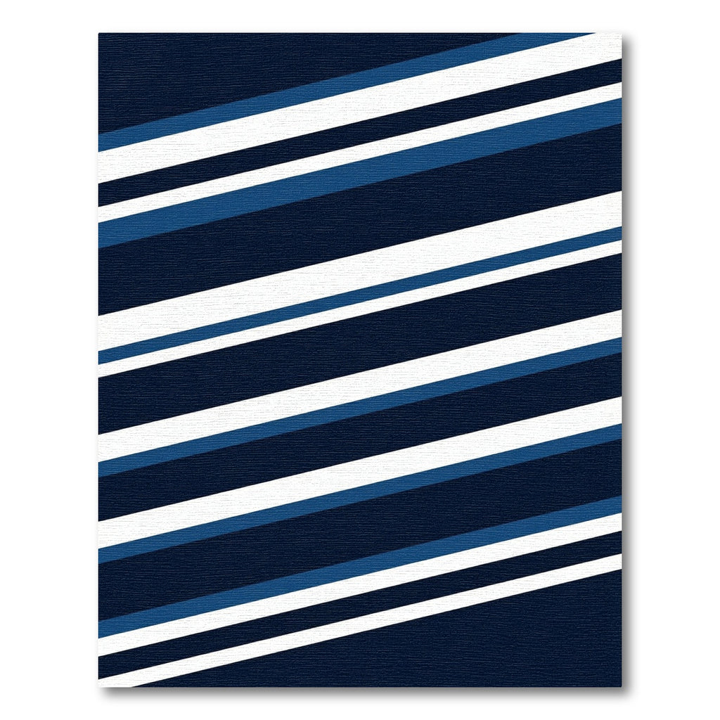 Bold Navy Blue Linear Stripe Rug