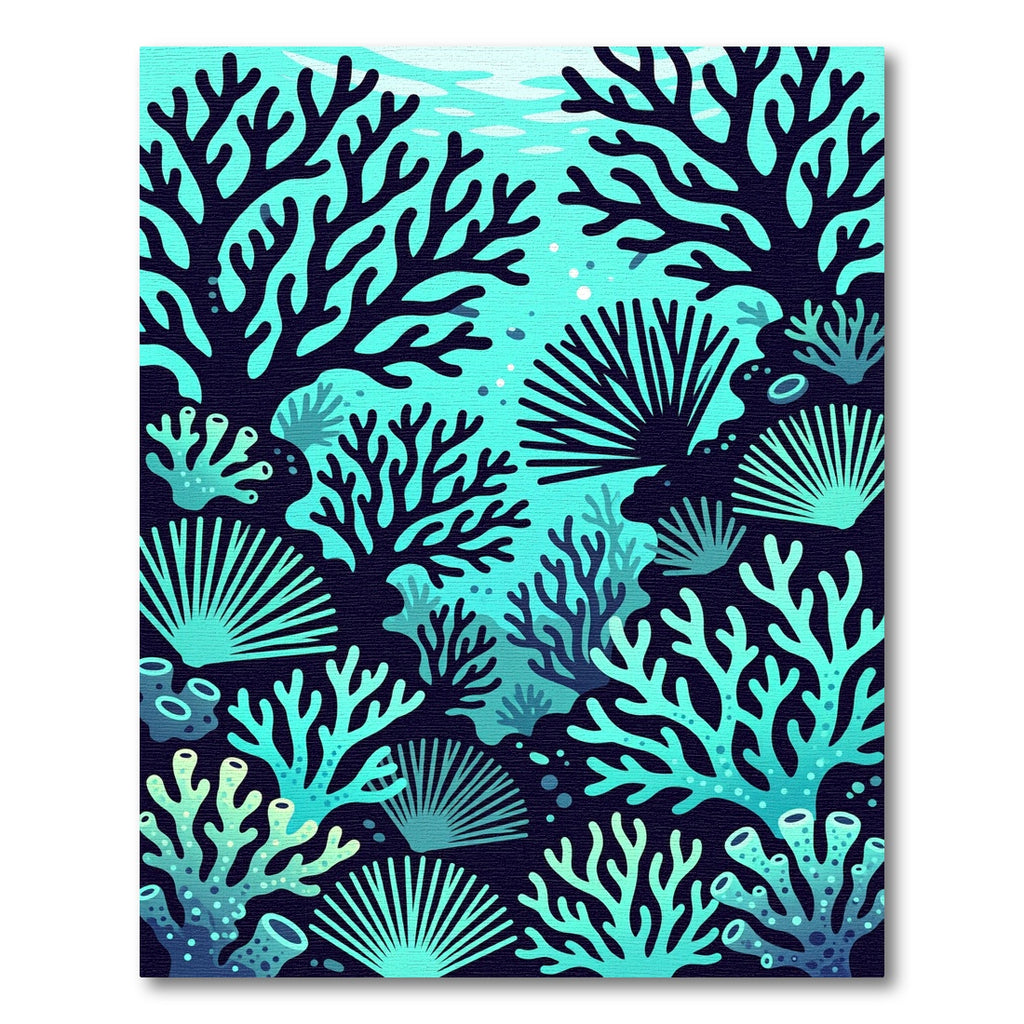 Lush Teal Coral Reef Underwater Scene Rug