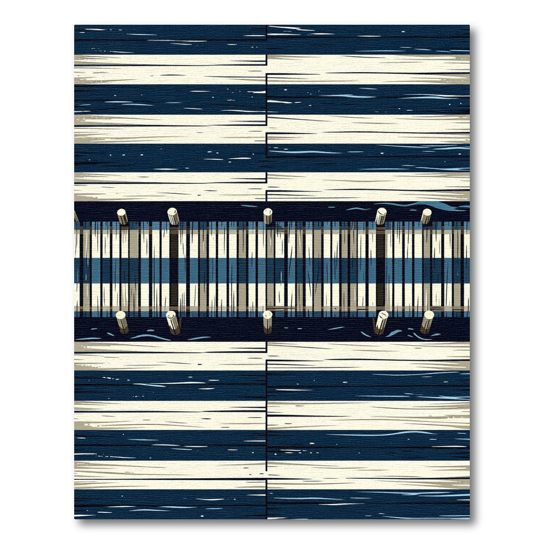 Coastal Blue Striped Wooden Pier Rug
