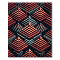 Isometric Crimson Pyramids Slate Abstract Rug