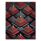 Isometric Crimson Pyramids Slate Abstract Rug