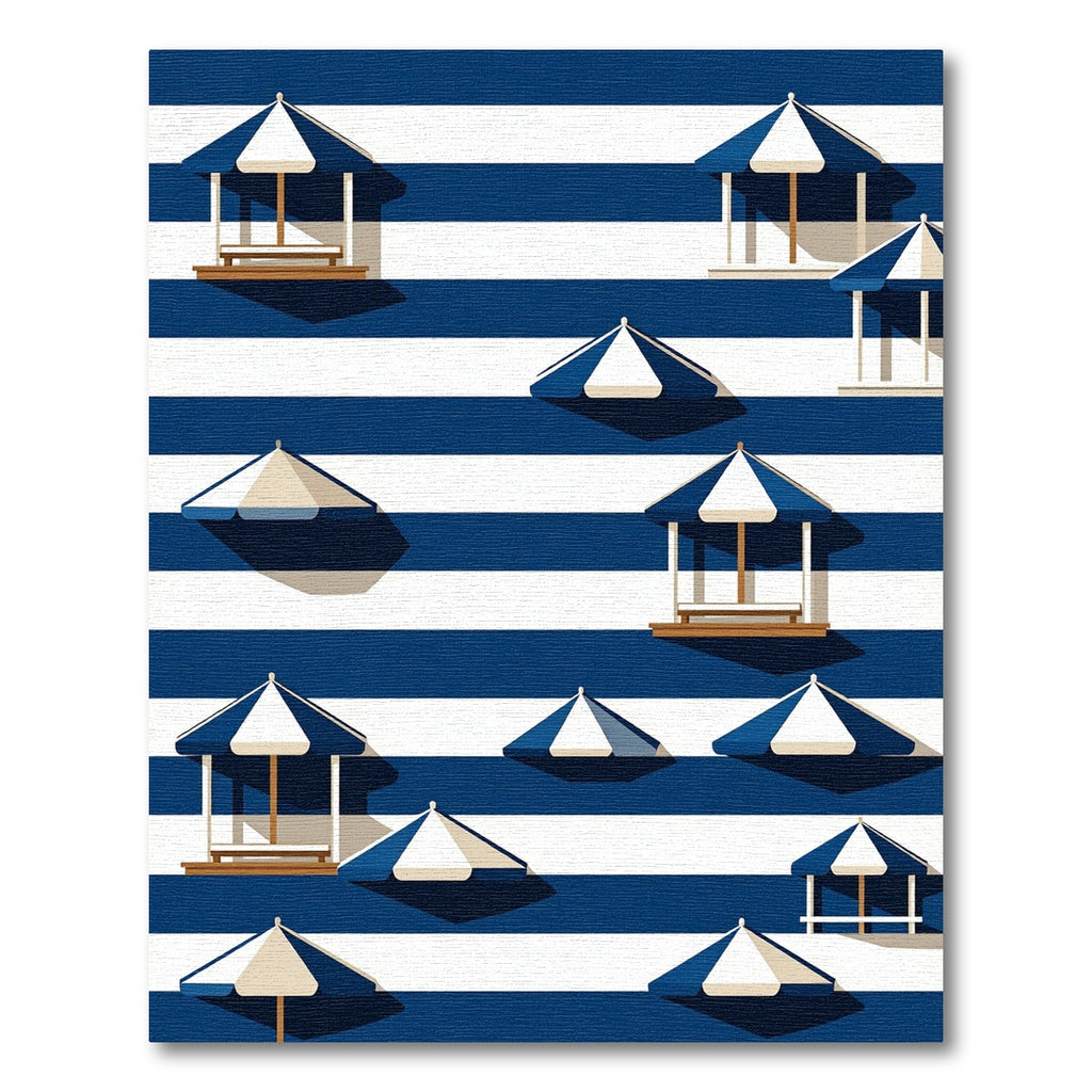 Coastal Blue Stripe Beach Hut Rug