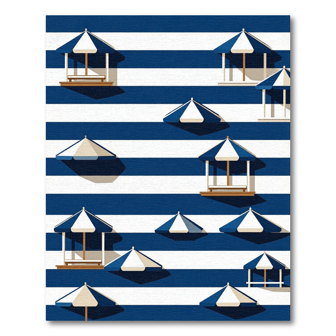 Coastal Blue Stripe Beach Hut Rug