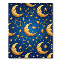 Whimsical Celestial Crescent Moon Night Sky Rug