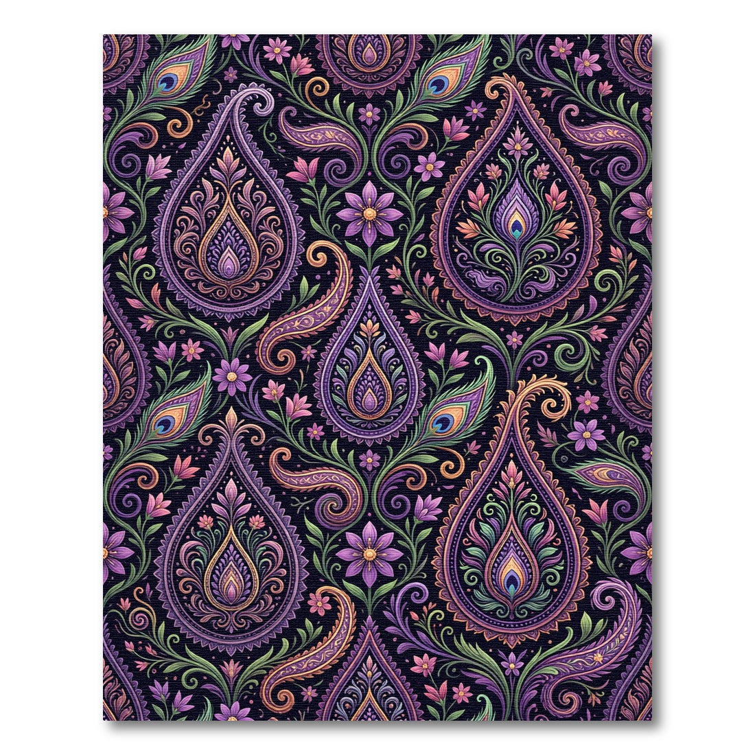 Lush Paisley Peacock Feather Garden Rug