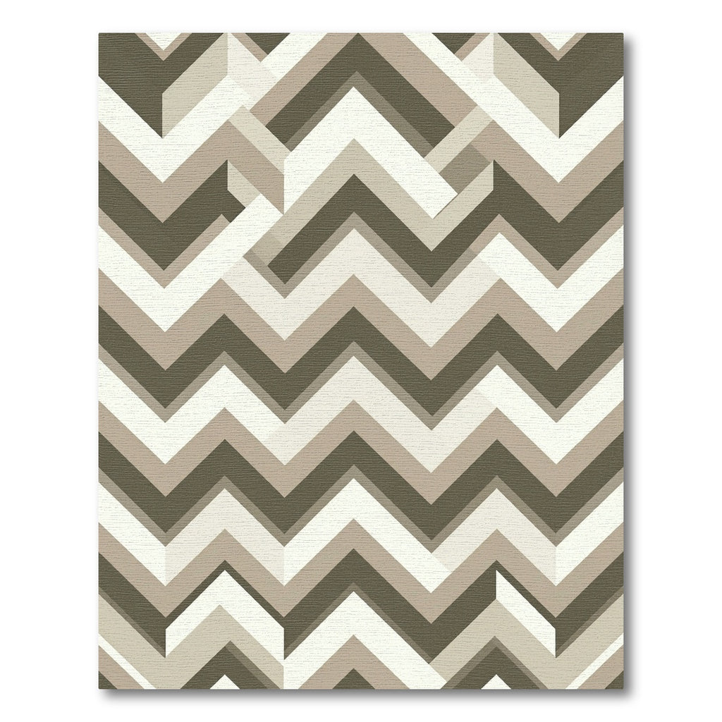 Modern Taupe Zigzag Step Geometric Area Rug