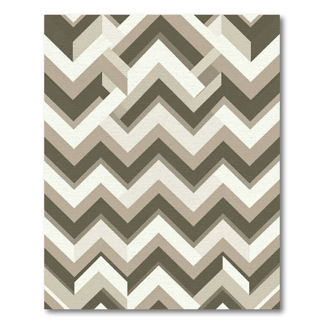 Modern Taupe Zigzag Step Geometric Area Rug