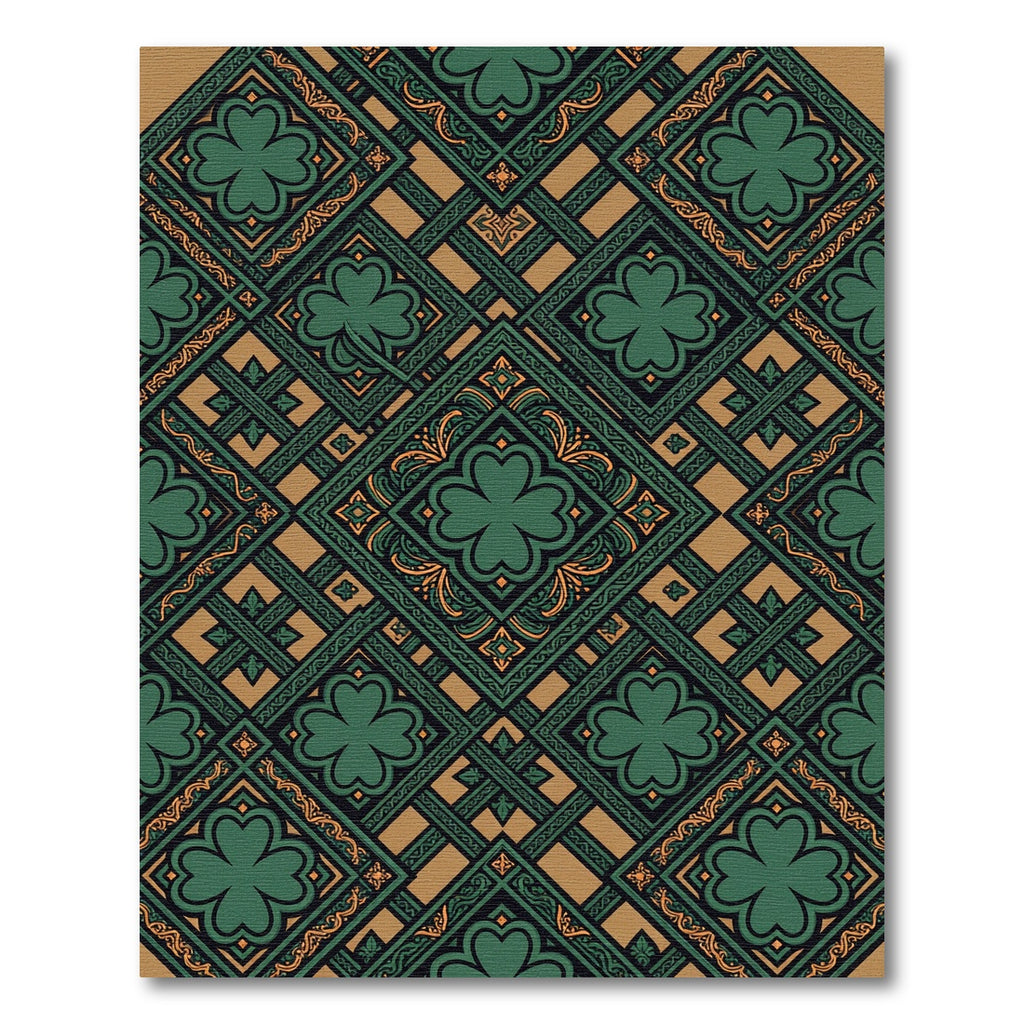 Emerald Clover Geometric Art Deco Tile Rug