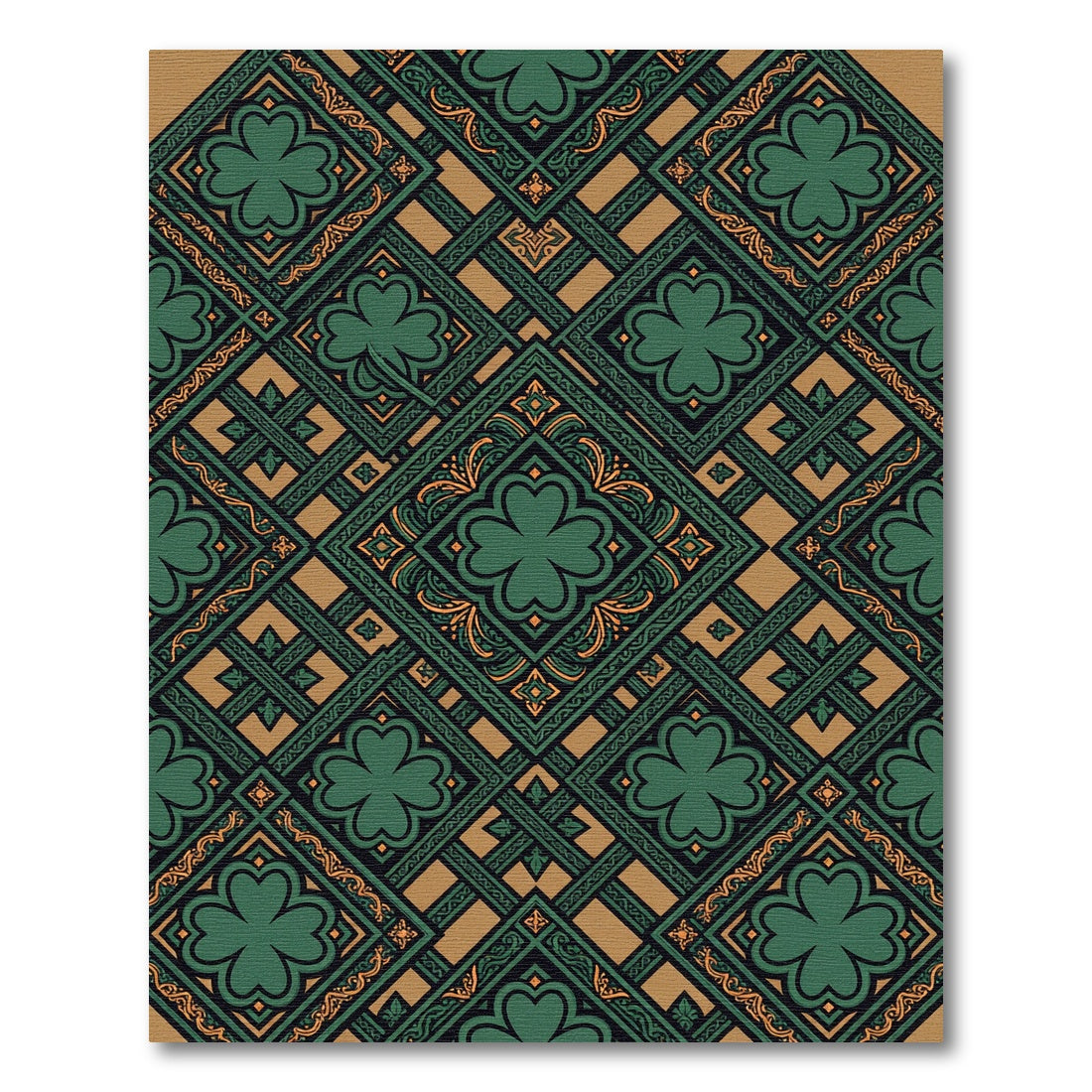 Emerald Clover Geometric Art Deco Tile Rug