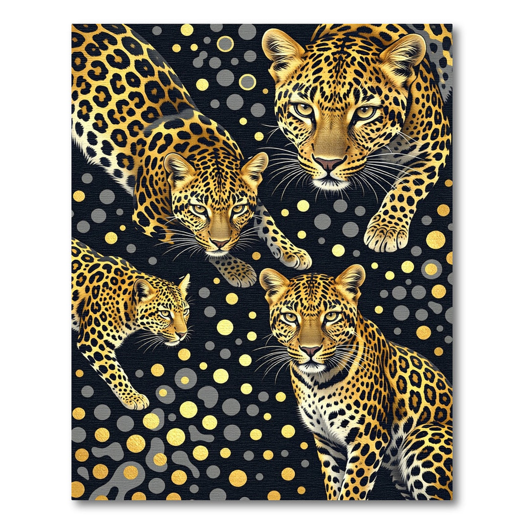 Golden Leopard Spotted Noir Animal Rug