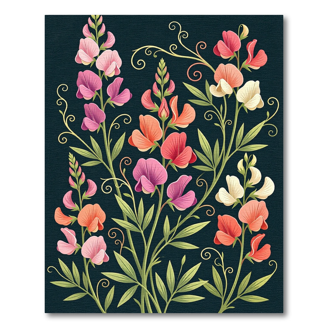Vibrant Pink Coral Sweet Pea Bloom Rug