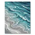 Abstract Teal Ocean Wave Flow Rug