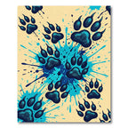 Teal Paw Prints Splash Design Rug