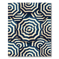 Navy Blue and Cream Striped Umbrella Rug