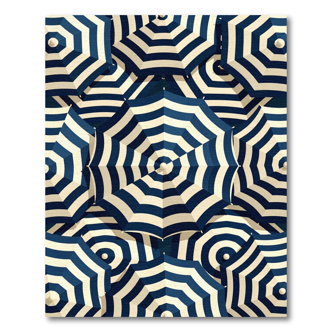 Navy Blue and Cream Striped Umbrella Rug
