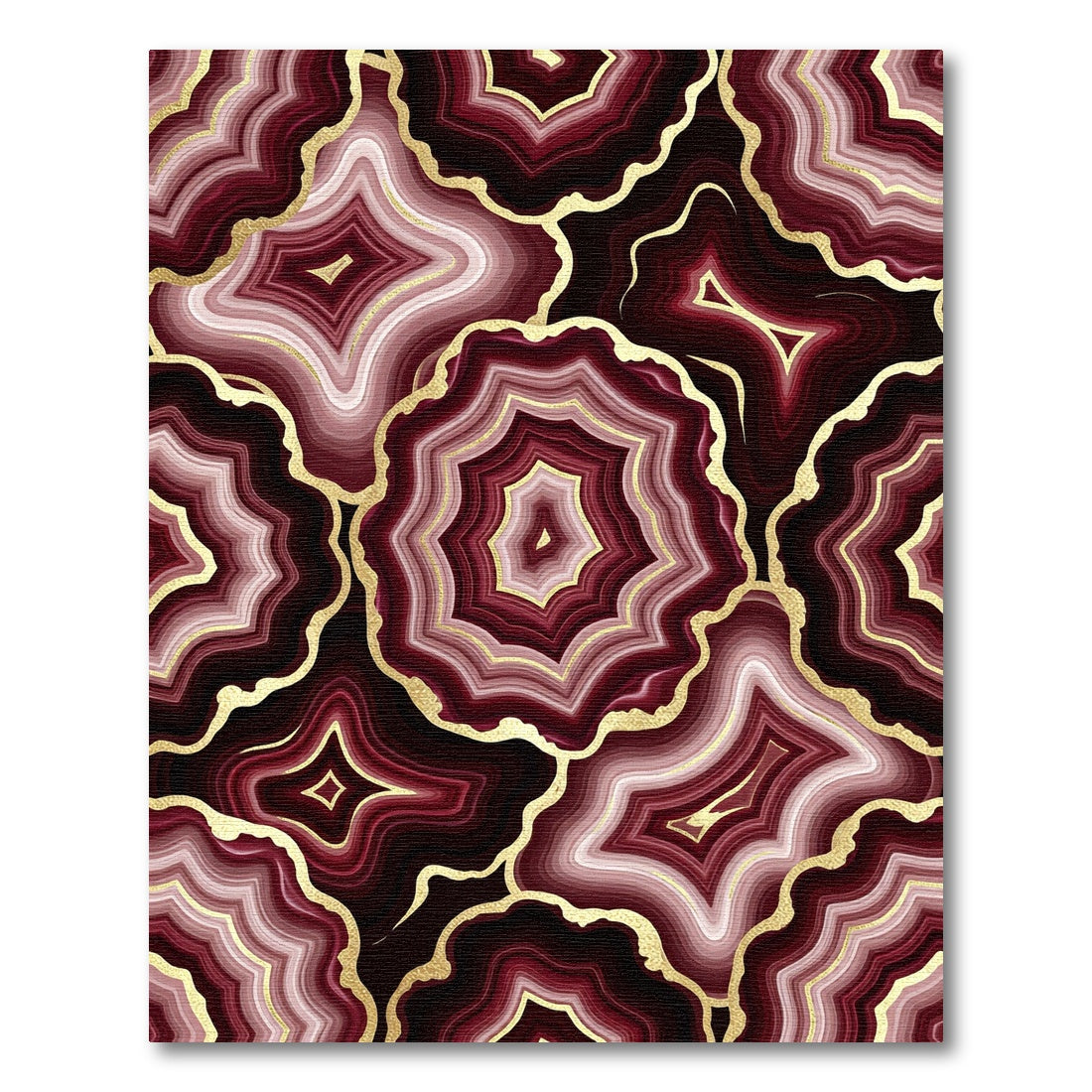 Crimson Geode Slices Gold Veined Rug