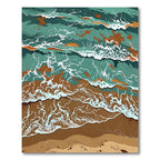 Ocean Waves Teal Brown Abstract Rug