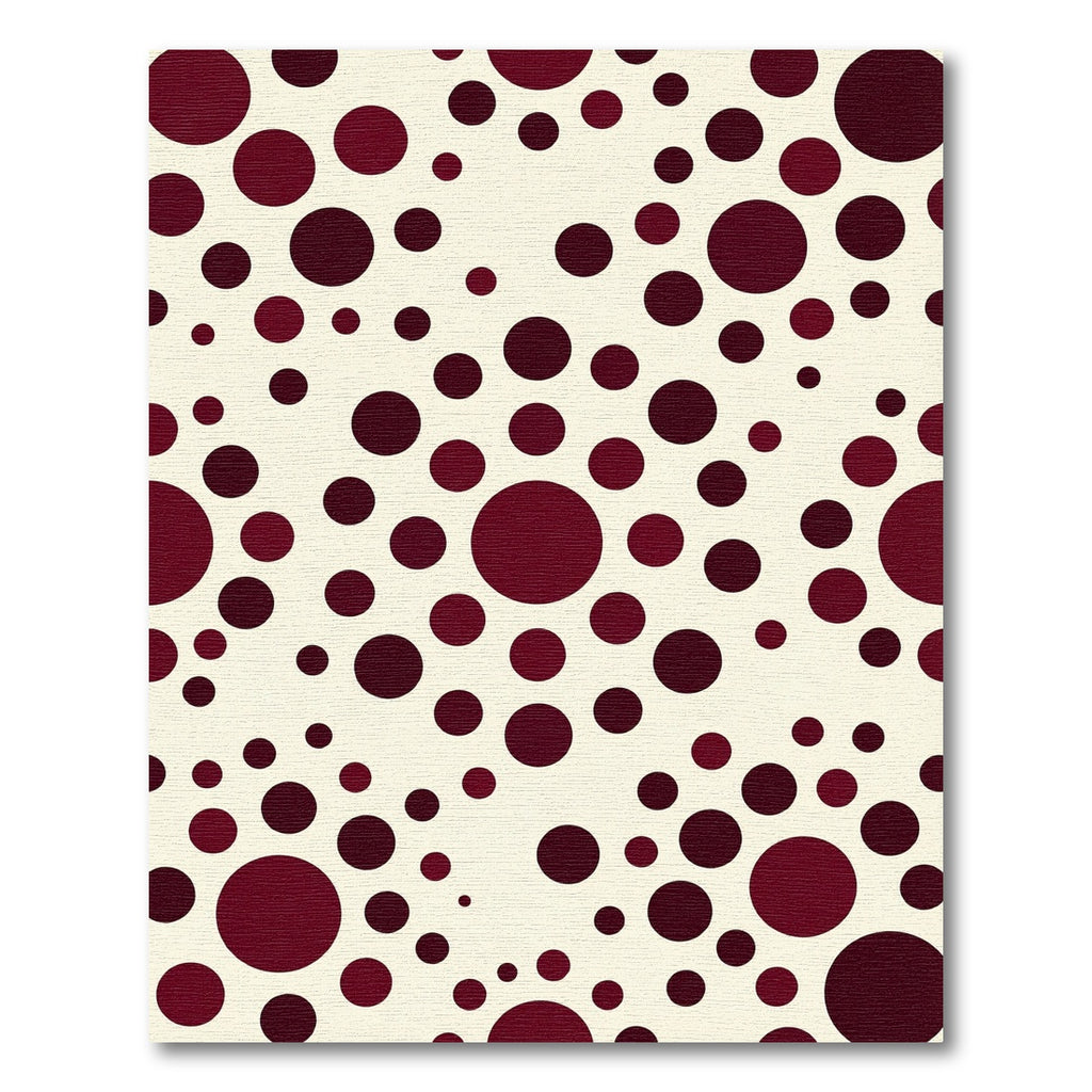 Crimson Scattered Circles Composition Rug