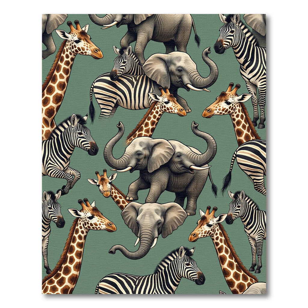 Wild Safari Animal Jungle Sage Rug