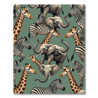 Wild Safari Animal Jungle Sage Rug