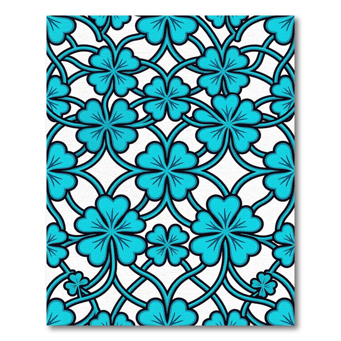 Bright Turquoise Four Leaf Clover Lattice Rug