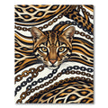 Golden Leopard Ocelot Chain Link Art Rug