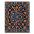 Navy Blue Orange Floral Medallion Rug