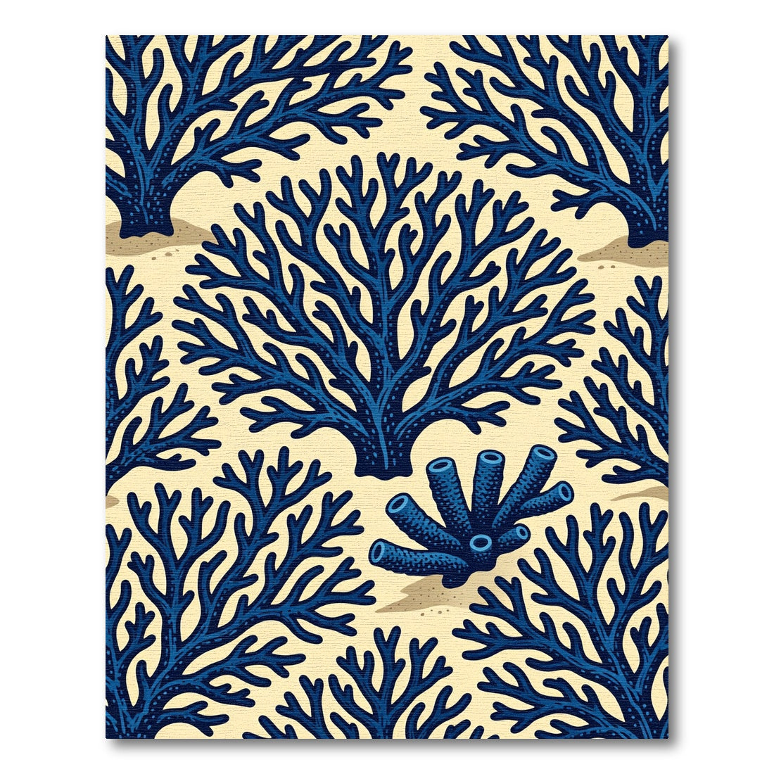 Deep Blue Coral Reef Underwater Illustration Rug