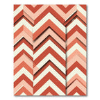 Coral Red Chevron Layered Rug