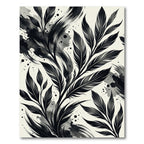 Monochrome Ink Wash Feather Botanical Rug
