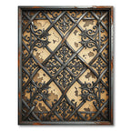 Ornate Black Scrollwork Map Trellis Rug