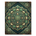 Ornate Emerald Lotus Medallion Rug