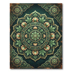Ornate Emerald Lotus Medallion Rug