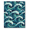 Deep Teal Ocean Swirl Waves Rug