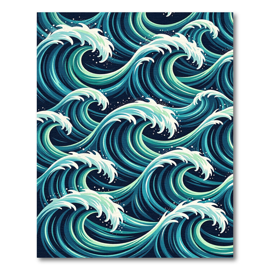 Deep Teal Ocean Swirl Waves Rug