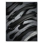 Modern Black Abstract Charcoal Brushstroke Rug
