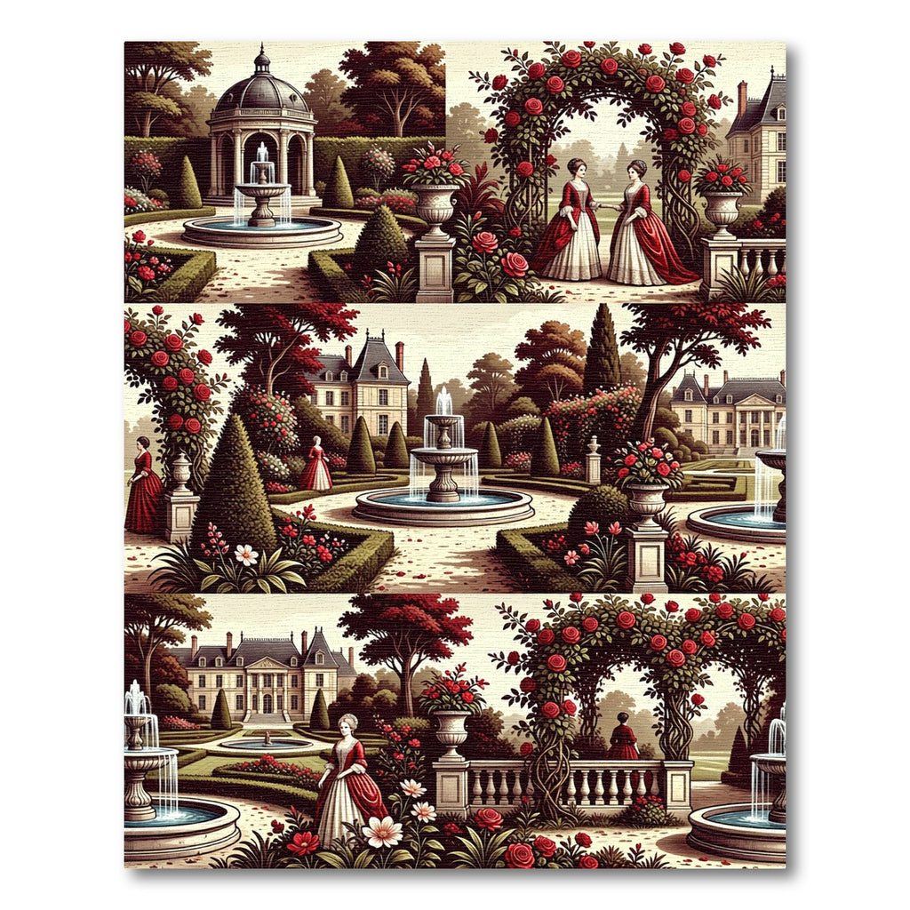 Romantic Rose Garden Archway Scene Rug