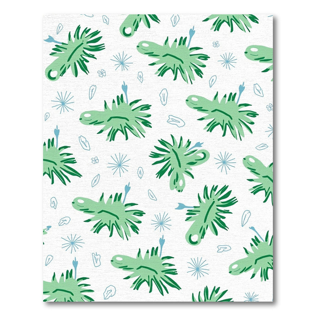 Green Spiky Creatures Whimsical Repeat Rug