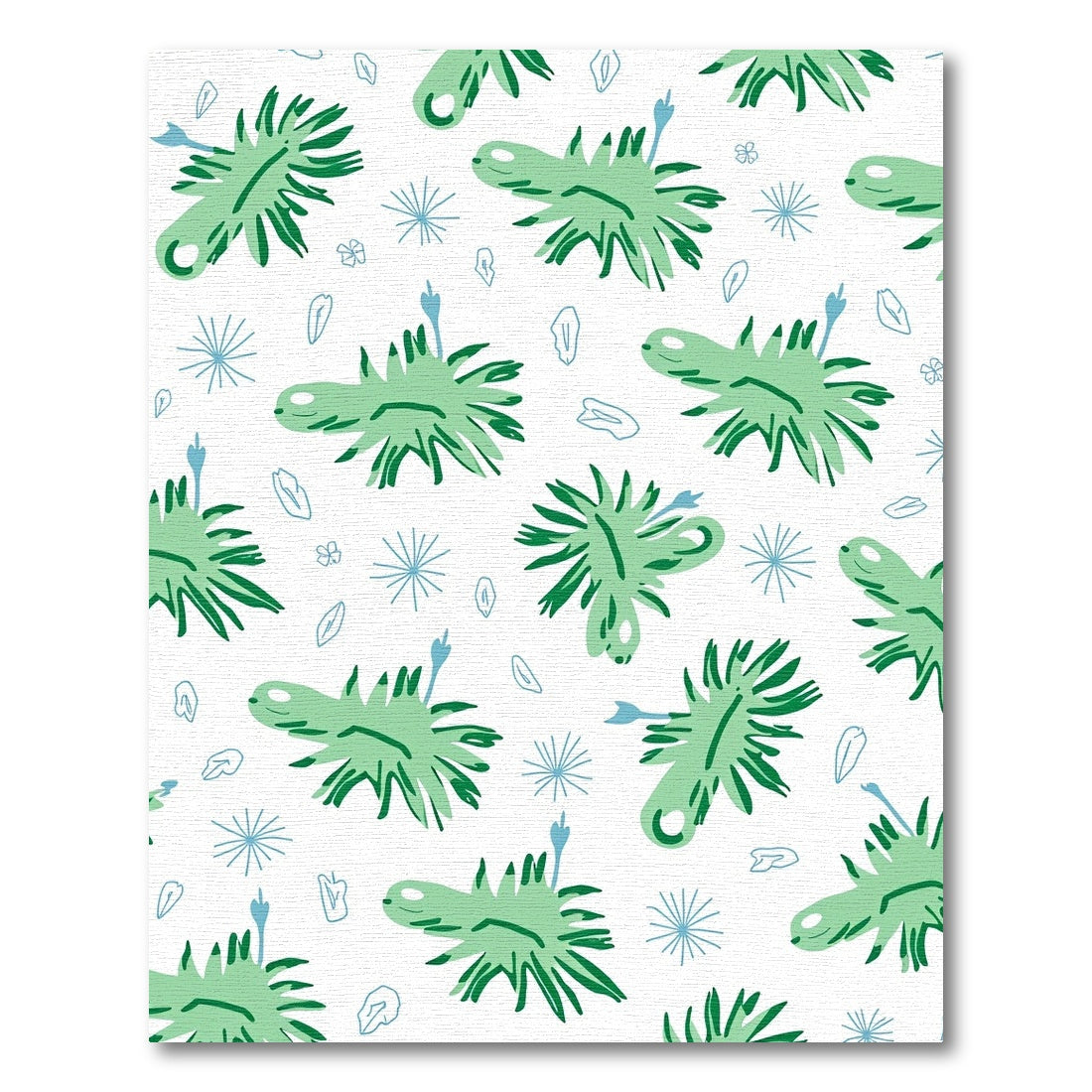 Green Spiky Creatures Whimsical Repeat Rug